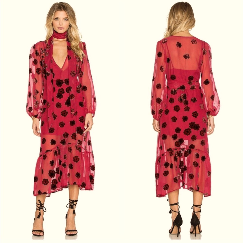 For Love & Lemons Heather Midi Dress Sz Small- No Slip
